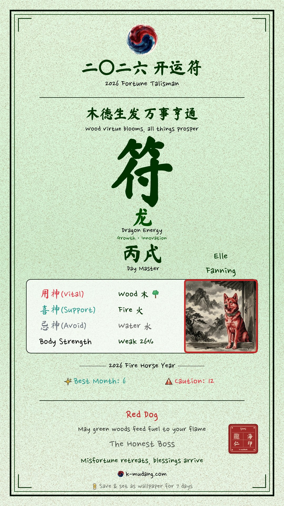 엘 패닝 수호 부적 — K-무당