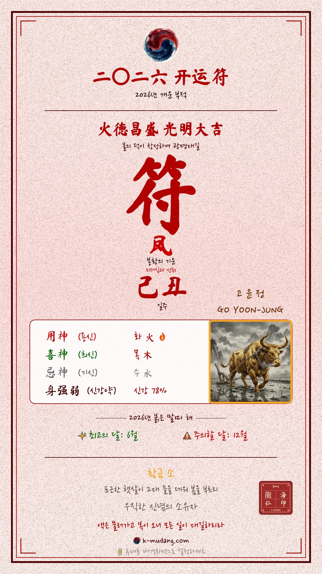 고윤정 수호 부적(符) — K-무당