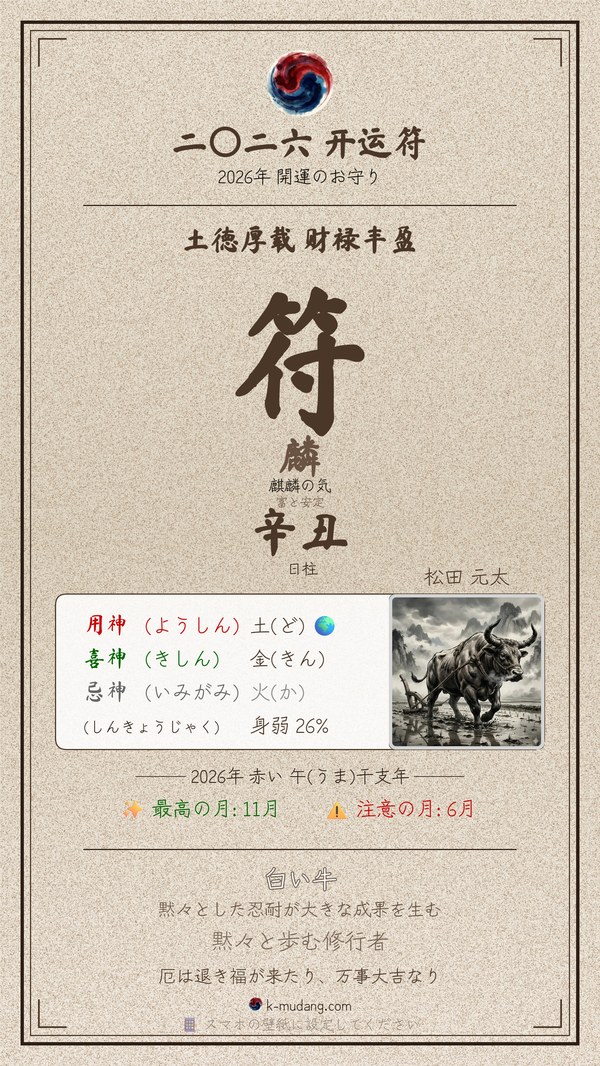 마츠다 겐타 松田元太 수호 부적 — K-무당