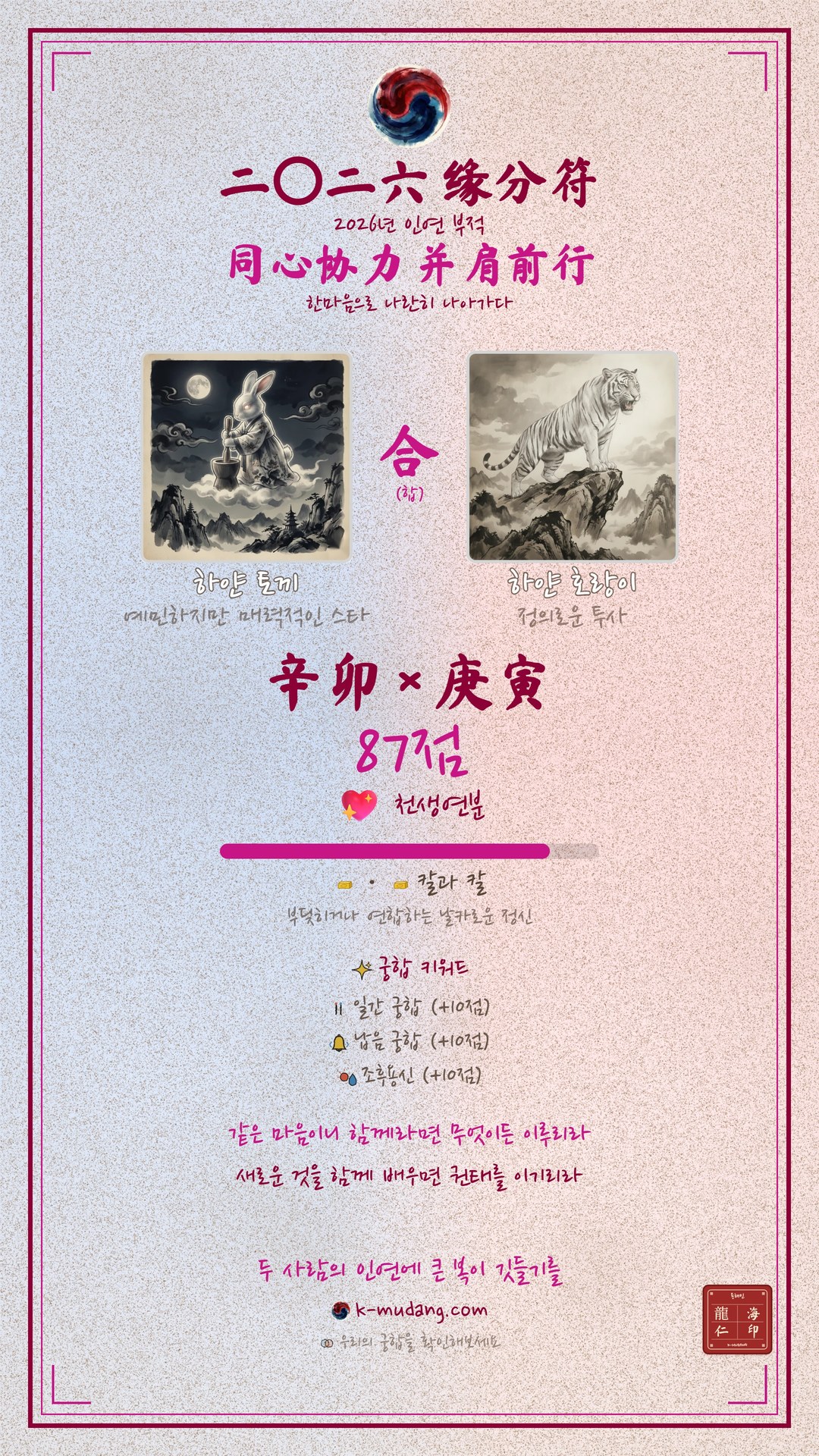 원희 × 2006년생 남성 궁합 수호 부적 — K-무당 (샘플)